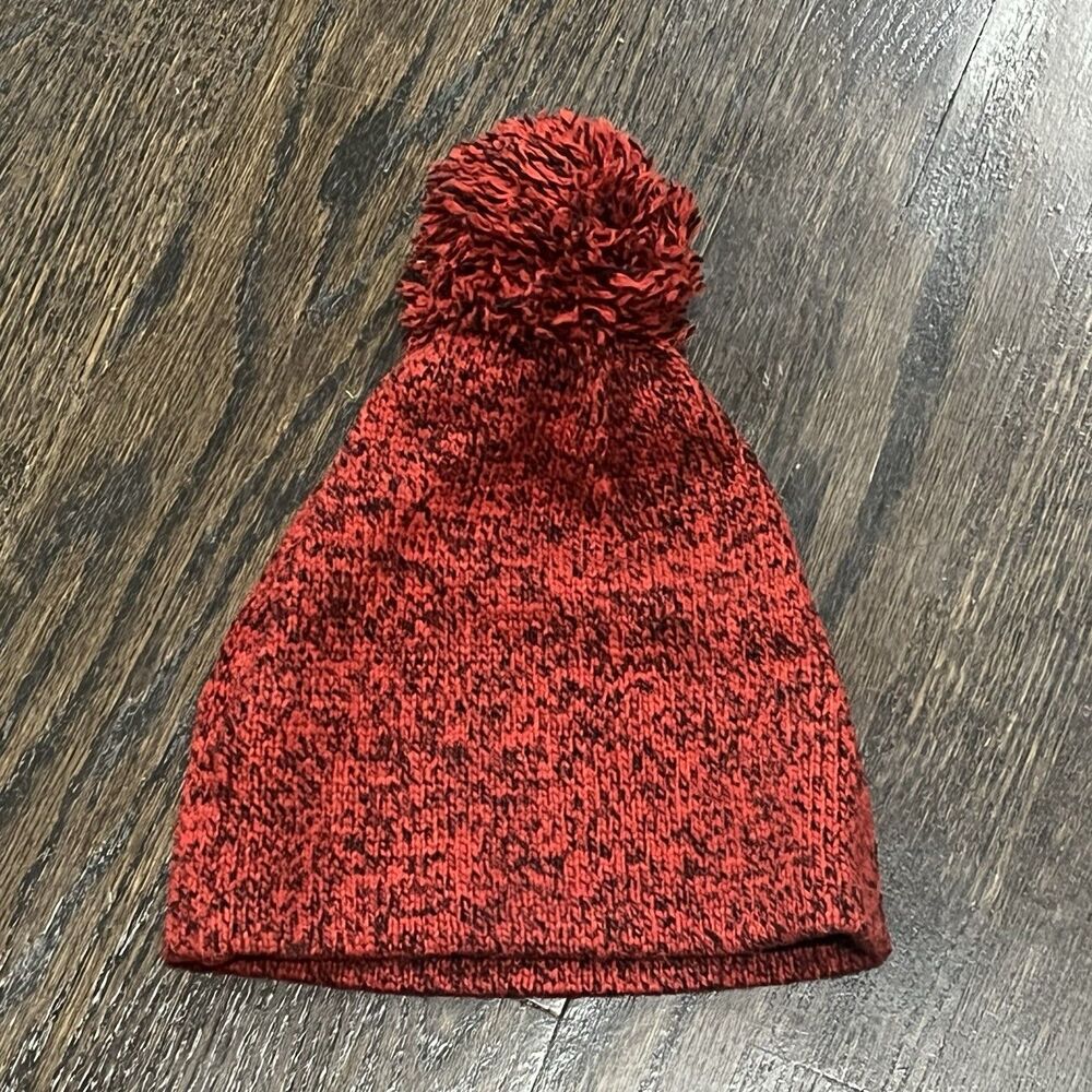 Vintage LL Bean Winter Snow Ski Hat Wool Nylon Red Outerwear Beanie Pom Pom USA